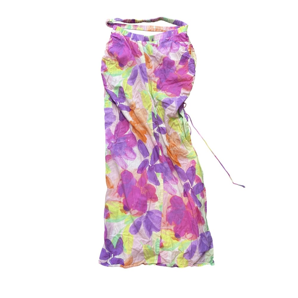 For Love & Lemons Skirt Womens Small Multicolor Floral Maxi Lined Chiffon
